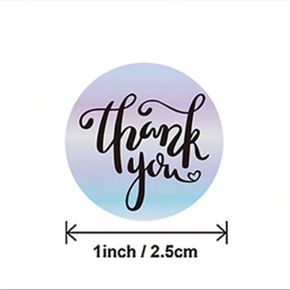 500 Count Holographic 1 inch Thank you stickers - Picture 2 of 4